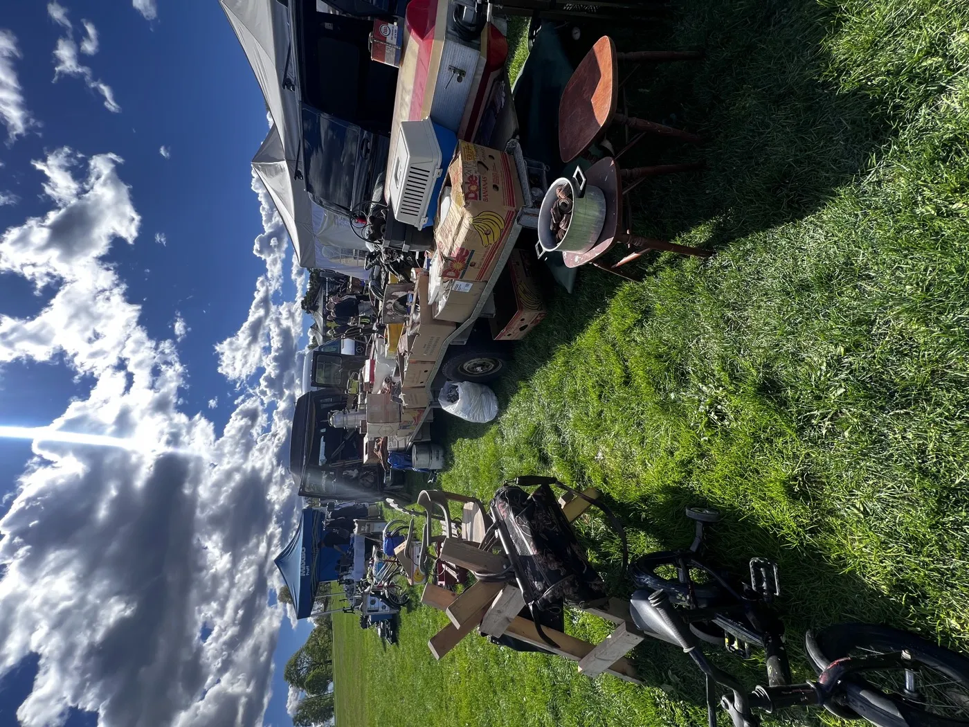 Ekebergmarkedet at Ekeberg Camping, Oslo, May 2025 — sales stands with second-hand goods, furniture and vehicle equipment