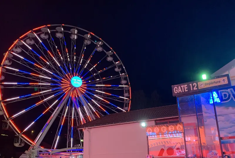 The Ferris wheel and funfair at Gjøvik Gård during Gjøvik-Marken in 2021.