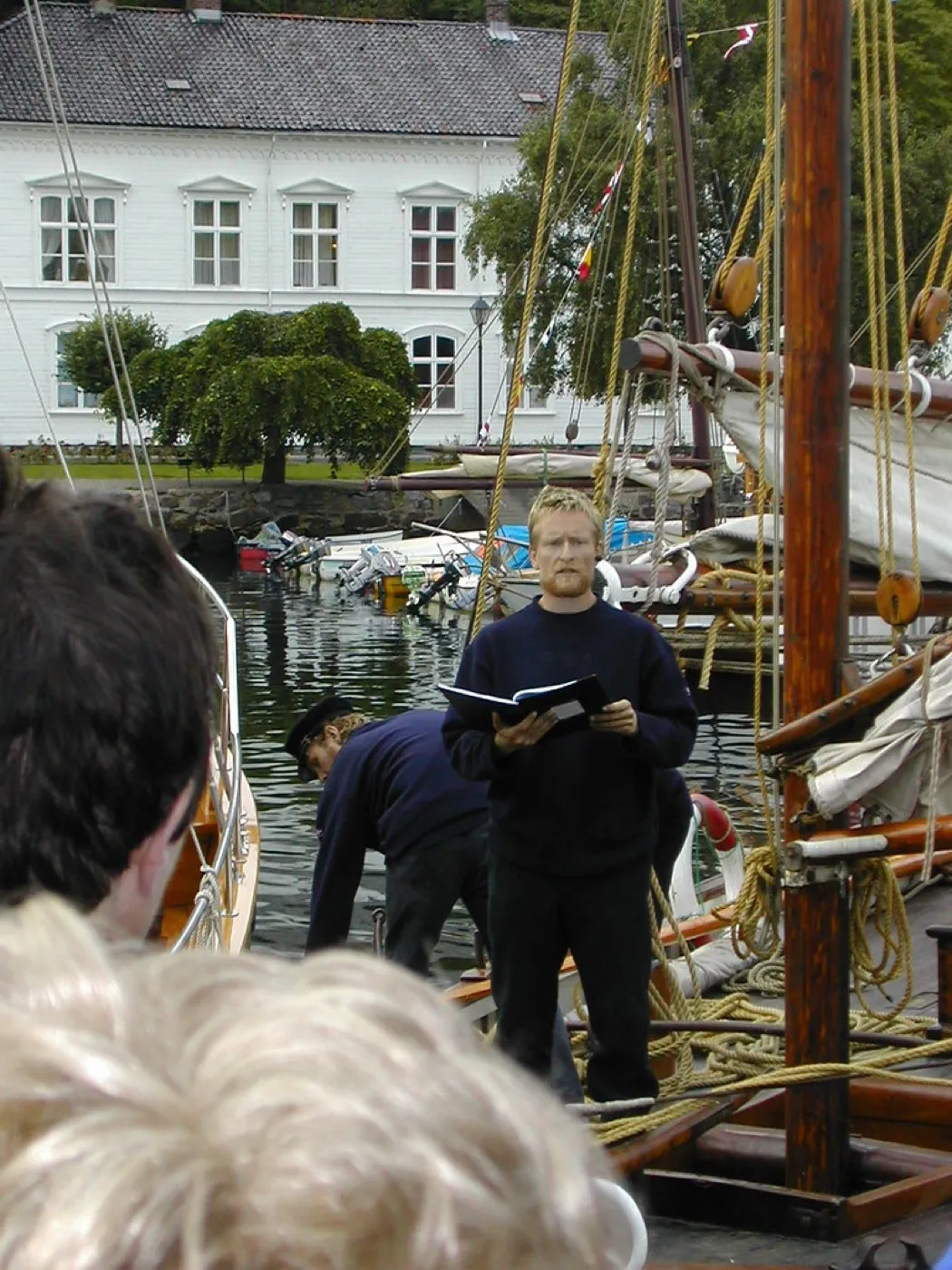 Wooden boats moored in Risør during the wooden boat festival.